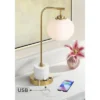 Possini Euro Design Barclay Modern Desk Lamp 23" High Warm Gold With USB Charging Port Frosted Glass Shade For Bedroom Living Room Bedside Office Kids -Finest Home Decoration GUEST 47970eb3 ee34 4692 88c1 57d121c5e911