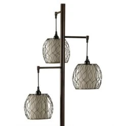 Collective Design Abode 84 Clifton 72-Inch Mid Century Modern Style Floor Lamp With 3 Woven Caged Metal Wire Glass Shades, Dark Bronze -Finest Home Decoration GUEST 48829a03 2ba5 4404 a6a4 7e6a449a68e0