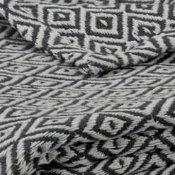 Split P Diamond Throw - Charcoal/Natural - 60''L
