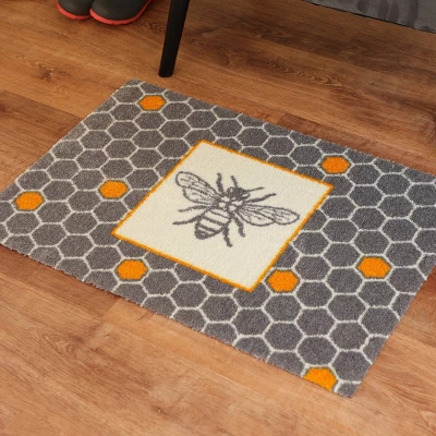 2'x3' ColorStar Bee Hex Door Mat Gray - Bungalow Flooring 3 2'x3' ColorStar Bee Hex Door Mat Gray - Bungalow Flooring