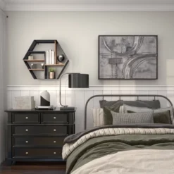 Industrial Wood Wall Shelf Black - Olivia & May -Finest Home Decoration GUEST 4a6882a5 eb43 451c a7b2 c76cd330b8c6