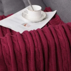 PiccoCasa Cotton Cable Soft Couch Decorative Knitted Throw Blanket 1 Pc -Finest Home Decoration GUEST 4d0acbad a84d 4192 b1de dc4cdffbd056