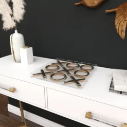 12" Modern Acrylic And Iron Tic Tac Toe Set - Olivia & May -Finest Home Decoration GUEST 4d16ef0e 36db 4c3f 9793 76c3d6e4b4ce