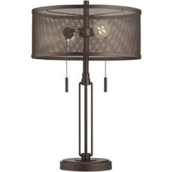 Franklin Iron Works Dayn Industrial Accent Table Lamps Set Of 2 23" High Bronze Metal LED Mesh Shade For Bedroom Living Room Bedside Nightstand Office -Finest Home Decoration GUEST 4d5d066b c66e 4c43 911d 278ca7926ff1