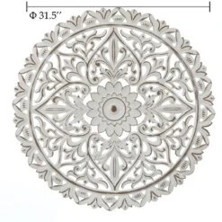 LuxenHome Distressed White Wood Flower Mandala 31.5" Round Wall Decor -Finest Home Decoration GUEST 4d5ebd1e f2be 4a8e 87ff 53bddfdd86fc
