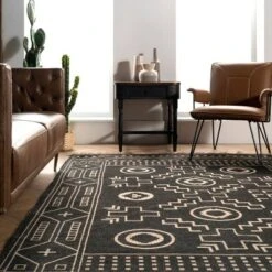 5'x8' Gretel Geometric Motif Jute Tassel Area Rug Black - NuLOOM -Finest Home Decoration GUEST 4d626fc7 ca87 4733 af7c 54d0c7f95574