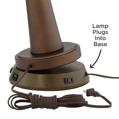 Regency Hill Modern Table Lamp With USB And AC Power Outlet Workstation Charging Base 25" High Hammered Bronze Empire Shade For Living Room Desk 3 Regency Hill Modern Table Lamp With USB And AC Power Outlet Workstation Charging Base 25" High Hammered Bronze Empire Shade For Living Room Desk