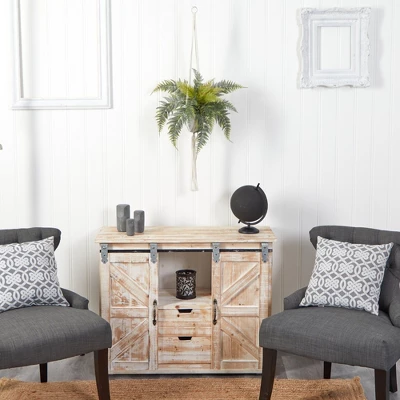 Nearly Natural 25-in Fern Hanging Artificial Plant In Decorative Basket 5 Nearly Natural 25-in Fern Hanging Artificial Plant In Decorative Basket - Image 3