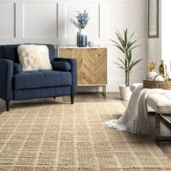 NuLOOM Ella Hand Woven Jute Farmhouse Checkered Flatweave Area Rug -Finest Home Decoration GUEST 4e5af0b6 f933 495e b8fe 2f9aadd00072