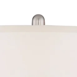 Regency Hill Blair Traditional Table Lamps 25" High Set Of 2 Brushed Nickel White Drum Shade For Bedroom Living Room Bedside Nightstand Office Family -Finest Home Decoration GUEST 4e98695a 166d 4f5c 8337 fb37337e2575