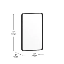 Merrick Lane 20" X 30" Matte Black Decorative Wall Mirror With Rounded Corners For Bathroom, Living Room, Entryway, Hangs Horizontal Or Vertical -Finest Home Decoration GUEST 4ef84940 3559 4fe8 88b9 d06ad66fb9d5