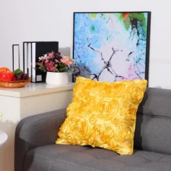 PiccoCasa 3D Satin Rose Floral Shells Art Cushion Throw Pillow Cover 1 Pc -Finest Home Decoration GUEST 4fb721bd 01f1 4212 af29 7c5aaac43a58