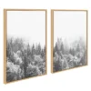 (Set Of 2) 23" X 33" Sylvie Forest On A Foggy Day Black And White Framed Canvas Natural - Kate & Laurel All Things Decor