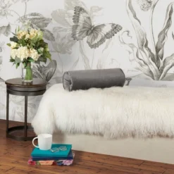 7"x18" Luxe Velvet Neckroll Pillow With Piping And Button - Edie@Home -Finest Home Decoration GUEST 4fcab4b5 981b 492f aae2 74d27fb517a1