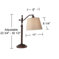 Regency Hill Downbridge Style Desk Table Lamp Adjustable Height 30.5" Tall Bronze Metal Tan Linen Look Shade For Living Room Bedroom Office -Finest Home Decoration GUEST 50881e5d 417b 43d8 a8fd 41448d05c2c1