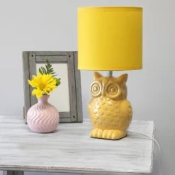12.8" Contemporary Ceramic Owl Bedside Table Lamp With Matching Fabric Shade Yellow - Simple Designs -Finest Home Decoration GUEST 5088b641 58c6 488d a92d 57077687299c