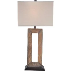 Franklin Iron Works Tahoe Rustic Table Lamp 32" Tall Natural Slate Off White Rectangular Shade For Bedroom Living Room Bedside Nightstand Office Kids -Finest Home Decoration GUEST 50eaa589 c9f1 4c05 ae61 bf5d3cf5db9e