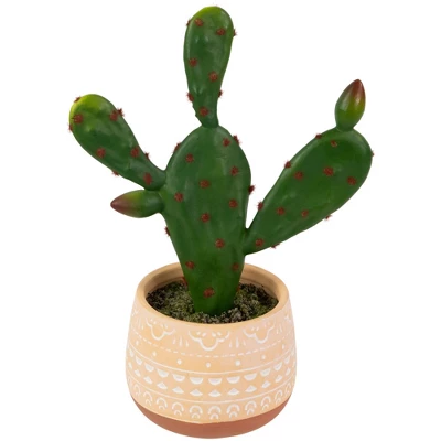 Northlight Real Touch™ Artificial Green And Red Potted Floral Cactus 9.5" 4 Northlight Real Touch™ Artificial Green And Red Potted Floral Cactus 9.5" - Image 2