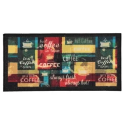 J&V TEXTILES 2-Piece Non Slip Kitchen Mat Rugs Comfort Standing Mats For Home Kitchen Entrance Door Mat (Coffee Kitchen) -Finest Home Decoration GUEST 520f9735 c6d0 4184 8bda 00410bfefe4a