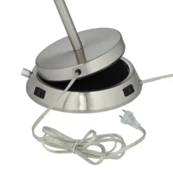360 Lighting Modern Table Lamp With Dimmable USB And AC Power Outlet Workstation Base 24.5" High Brushed Nickel Droplet White Shade Bedroom Desk -Finest Home Decoration GUEST 523434d5 7226 40c4 a87c e684a313717b