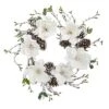 Nearly Natural 24” Snowed Magnolia / Pine Cone Wreath -Finest Home Decoration GUEST 53739d76 7968 450e 89ff 96f792883097