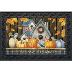 Briarwood Lane Rustic Fall Birdhouses Welcome Doormat Bluebirds Pumpkins Indoor Outdoor 30" X 18"