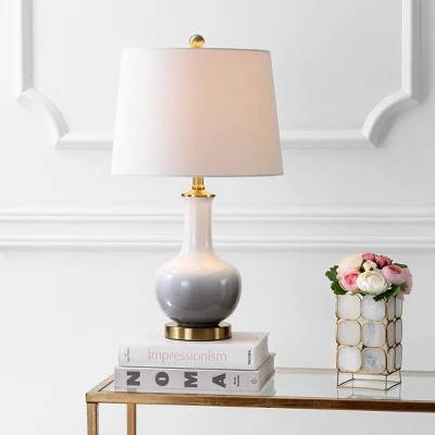 25" Gradient Ceramic/Brass Table Lamp White/Gray (Includes LED Light Bulb) - JONATHAN Y 3 25" Gradient Ceramic/Brass Table Lamp White/Gray (Includes LED Light Bulb) - JONATHAN Y