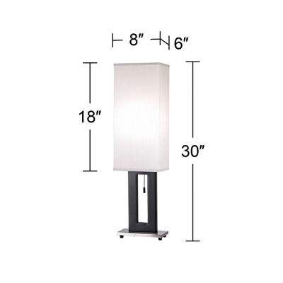 360 Lighting Floating Rectangle Modern Table Lamp 30" Tall Black Metal Open Frame White Fabric Box Shade For Bedroom Living Room Bedside Nightstand 5 360 Lighting Floating Rectangle Modern Table Lamp 30" Tall Black Metal Open Frame White Fabric Box Shade For Bedroom Living Room Bedside Nightstand - Image 3