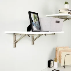 Built Industrial 2 Pack Folding L Wall Shelf Bracket, 10 Inch Collapsible Hardware With Locking Hinge For Garage Shelves, Holds 120lbs -Finest Home Decoration GUEST 555ad0b8 e83d 42c4 af02 5dfe3c43b4ec