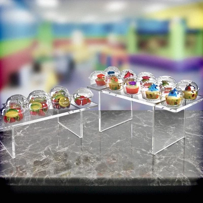 Azar Displays Clear Acrylic 22"W X 10"D X 3"H 1/2" Thick Deluxe Riser W/ Bumpers 9 Azar Displays Clear Acrylic 22"W X 10"D X 3"H 1/2" Thick Deluxe Riser W/ Bumpers - Image 7