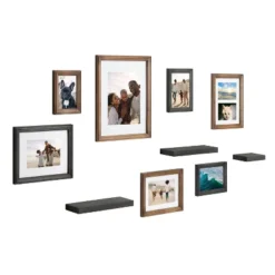 10pc Bordeaux Frame Box Set Rustic Brown/Charcoal Gray - Kate & Laurel All Things Decor