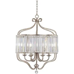 Vienna Full Spectrum Stella Antique Soft Silver Chandelier 22" Wide French Crystal Glass 6-Light Fixture For Dining Room House Foyer Kitchen Island -Finest Home Decoration GUEST 581f9ba0 d118 466a 91fc 946df71fe875