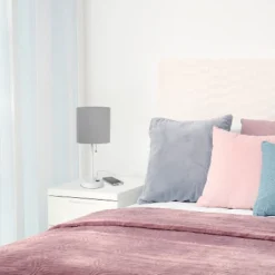 19.5" Bedside USB Port Feature Metal Table Desk Lamp White With Gray Fabric Shade - Creekwood Home -Finest Home Decoration GUEST 5828900a 0369 467c 989b 90287214fed4