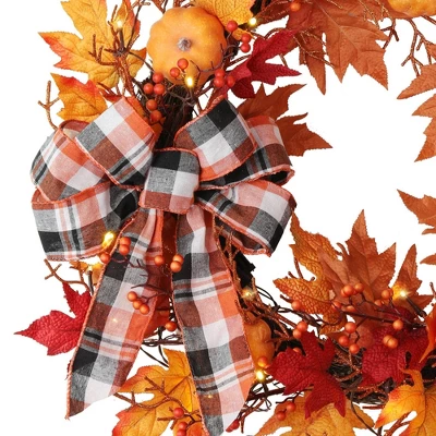 26in Pre-lit LED Plaid Wreath - Haute Décor 4 26in Pre-lit LED Plaid Wreath - Haute Décor - Image 2