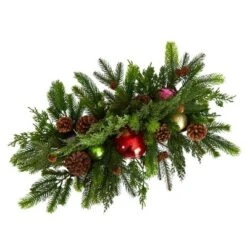 Nearly Natural 24-in Cedar Pine, Pinecones And Ornaments Artificial Christmas Arrangement In Tin Vase -Finest Home Decoration GUEST 59d18e0e fd3c 4673 9136 a5c98265aaaf