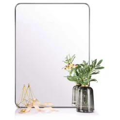 ANDY STAR Modern Decorative 24 X 36 Inch Rectangular Wall Mounted Hanging Bathroom Vanity Mirror With Stainless Steel Metal Frame, Polished Chrome -Finest Home Decoration GUEST 5a597f61 9b21 4789 840c cba61017cb54