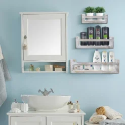 Sorbus Rustic Wooden Floating Shelves Set Of 3 Gray