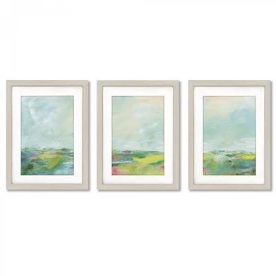 Colorful Horizon By Sue Schlabach - 3 Piece Gallery Framed Print Art Set 3 Colorful Horizon By Sue Schlabach - 3 Piece Gallery Framed Print Art Set