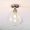 9.75" LED 1-Light Marla Iron/Seeded Glass Pendant Nickel/Clear - JONATHAN Y -Finest Home Decoration GUEST 5d7e5867 65ac 401a 9dd8 9e638b3ba371