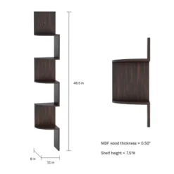 Floating Corner Shelf- 5 Tier Wall Shelves With Hidden Brackets To Display Décor, Books, Photos, More- Hardware Included By Lavish Home (Dark Brown) -Finest Home Decoration GUEST 5ddae5b4 0e72 4b16 95bf 462b7aba1431