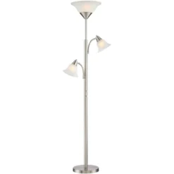 360 Lighting Jordan Modern Torchiere Floor Lamp With Side Lights 71 1/2" Tall Brushed Nickel Alabaster Glass Shade For Living Room Reading Bedroom -Finest Home Decoration GUEST 5f33c8c4 bd5a 4fb8 b18b f88ae94a3774