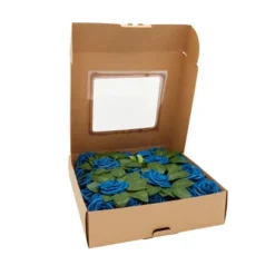 Bright Creations 60 Pack Artificial Blue Foam Roses, Faux Fake Flower Heads With Stems & Leaves For Decor & Craft, 136 Piece, 3 In -Finest Home Decoration GUEST 609c919b f8f7 4081 a870 e7e2104250ee