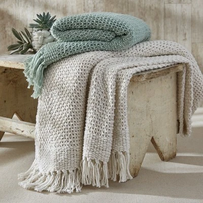 Split P Open Knit Throw - 60'' L - Natural 3 Split P Open Knit Throw - 60'' L - Natural
