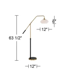 Possini Euro Design Modern Arc Floor Lamp 63 1/2" Tall Warm Gold Black Metal Milky White Glass Shade For Living Room Reading House -Finest Home Decoration GUEST 610ec690 6837 4c3a ade3 deb02a4aff6a