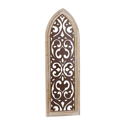 Metal Abstract Carved Design Wall Decor With Arched Frame Brown - Olivia & May 6 Metal Abstract Carved Design Wall Decor With Arched Frame Brown - Olivia & May - Image 4