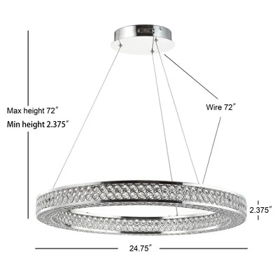 24.7" Crystal/Metal Round Benton Chandelier (Includes Energy Efficient Light Bulb) Silver - JONATHAN Y 5 24.7" Crystal/Metal Round Benton Chandelier (Includes Energy Efficient Light Bulb) Silver - JONATHAN Y - Image 3