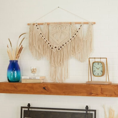 Cotton Macrame Intricately Handmade Weaved Wall Decor With Beaded Fringe Tassels - Olivia & May 7 Cotton Macrame Intricately Handmade Weaved Wall Decor With Beaded Fringe Tassels - Olivia & May - Image 5