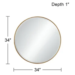 Uttermost Round Vanity Decorative Wall Mirror Vintage Beveled Edge Antiqued Gold Leaf Iron Frame 34" Wide For Bathroom Bedroom Living Room Home House -Finest Home Decoration GUEST 6283a4e5 08c0 47ba 9820 3eae471d1f0d