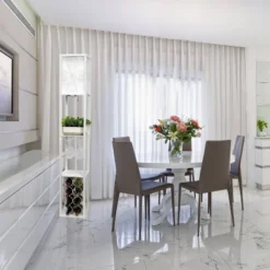 Etagere Storage Shelf Floor Lamp With Linen Shade White - Simple Designs -Finest Home Decoration GUEST 6299cf87 1de0 4193 a8f6 18521575edda