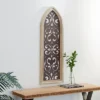 Metal Abstract Carved Design Wall Decor With Arched Frame Brown - Olivia & May